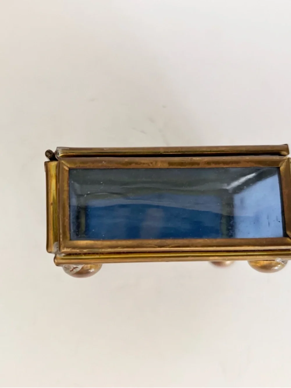 Vintage Celestial Themed Handcrafted Via Vermont Glass and Brass Trinket Box - Picture 3 of 11